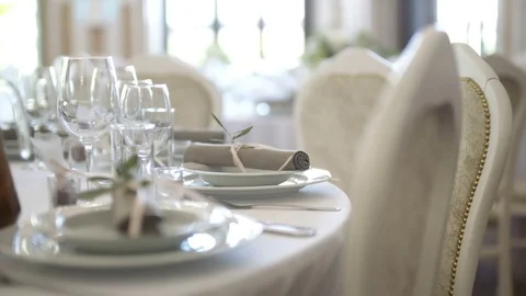 Decorated table for a wedding dinner Video stock 81460928