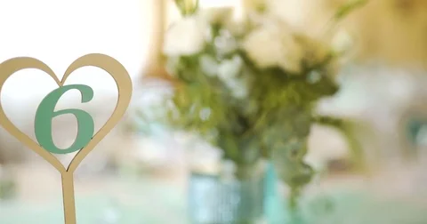 Decorated table for a wedding dinner Stock Footage 84525528