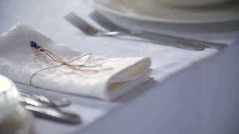 Decorated table for a wedding dinner Stock Footage 85642325
