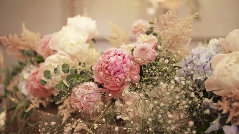 Decorated table for wedding dinner Stock Footage 106033703