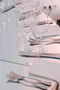 Decorated Table for a wedding reception in a restaurant .Wedding decor Foto stock
