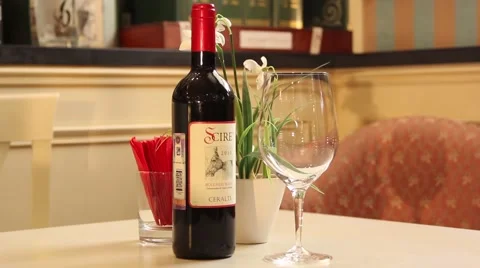 Decorated table with wine Stock Footage 46071334