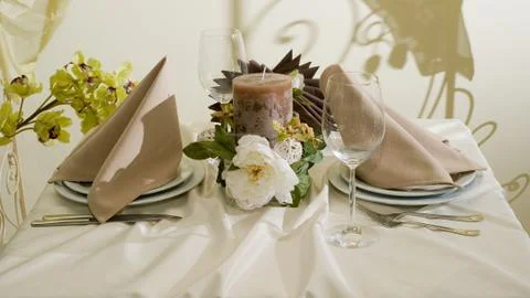 Decorated table.gala evening. Stock Photos