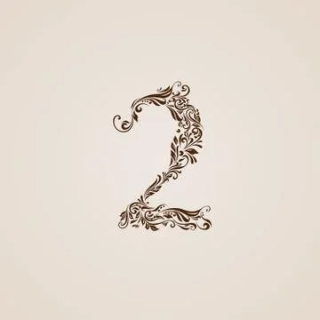 Decorated two digit on beige Stock Illustration