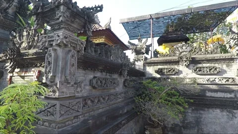 Decorated walls of the temple complex, Sanur, Bali, Indonesia Stock Footage 150152546
