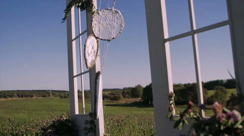 Decorated Wedding Arch Rustic Style Video stock 62402396