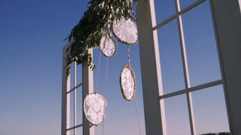 Decorated Wedding Arch Rustic Style Stock Footage 62402693