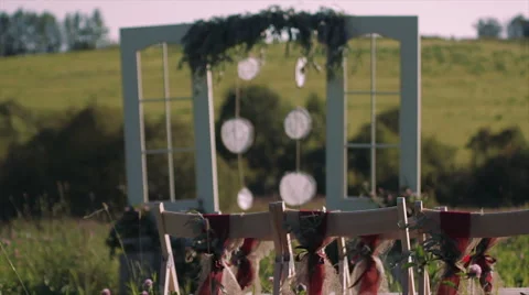 Decorated Wedding Arch Rustic Style Stock Footage 62407074