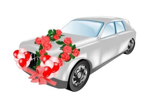 Decorated wedding car Stock Illustration
