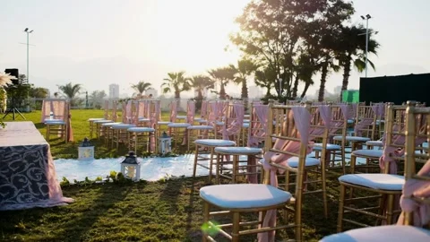 Decorated wedding chairs 動画素材 141611649