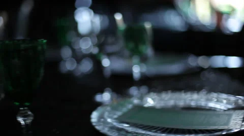 Decorated for wedding elegant dinner table Stock Footage 64008531