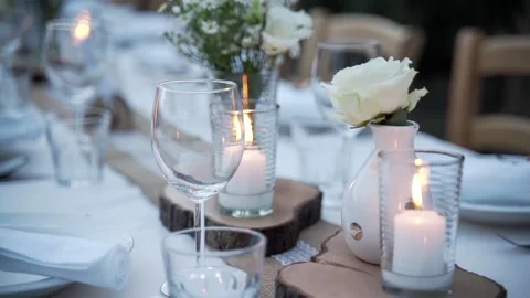 Decorated Wedding Table. Close up Stock Footage 238736957