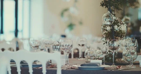 Decorated wedding table Stock Footage 75837076