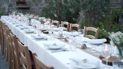 Decorated Wedding Table Stock Footage 238736937