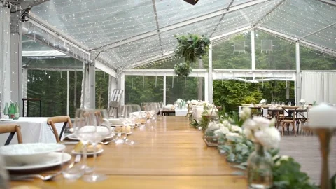 Decorated wedding table Stock Footage 239734059