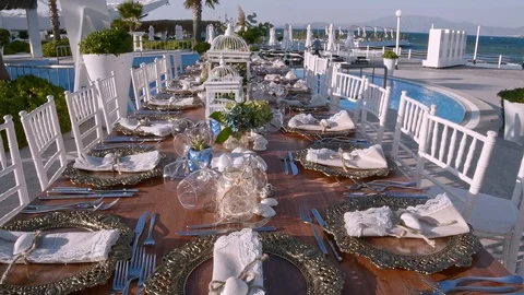Decorated Wedding Tables Stock Footage 115970749