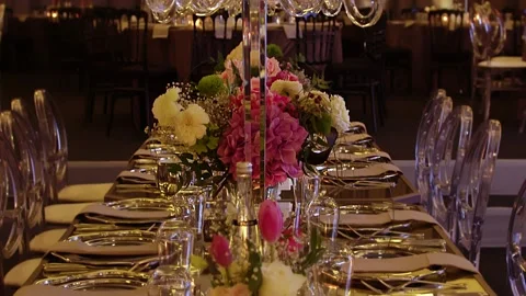 Decorated Wedding Tables. Stock Footage 169796768