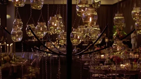 Decorated Wedding Tables. Stock Footage 169796777