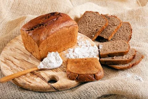 Decorated with wholemeal bread Stock Photos