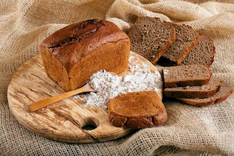 Decorated with wholemeal bread Stock Photos