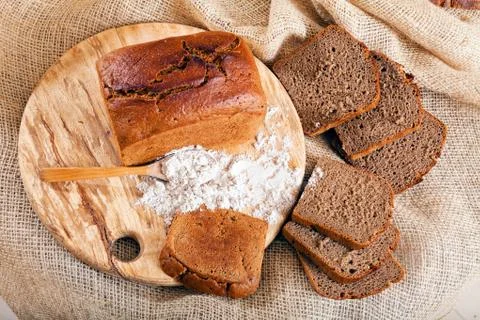 Decorated with wholemeal bread Stock Photos
