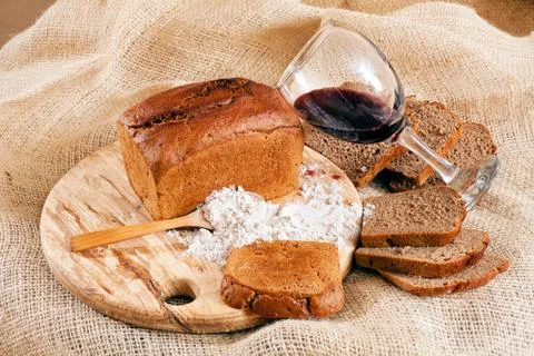 Decorated with wholemeal bread Stock Photos