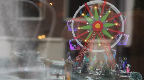 Decorated window with miniature models of Alpine village Видео 35909043