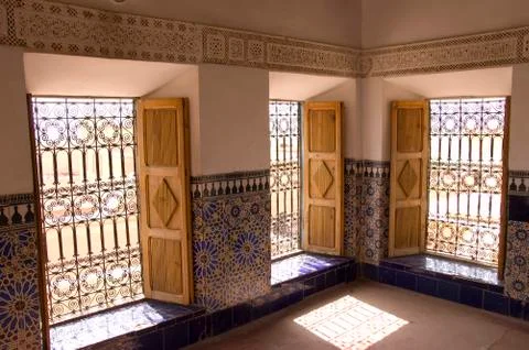 Decorated window with mosaics Stock Photos