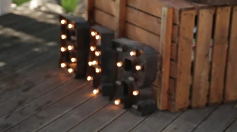Decorated word bar with lights Stock Footage 64348801