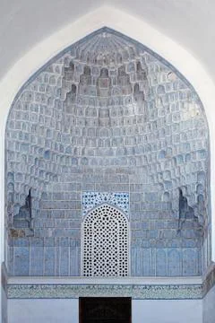 Decoratid wall niche in Gur-e-Amir mausoleum, Samarkand Stock Photos