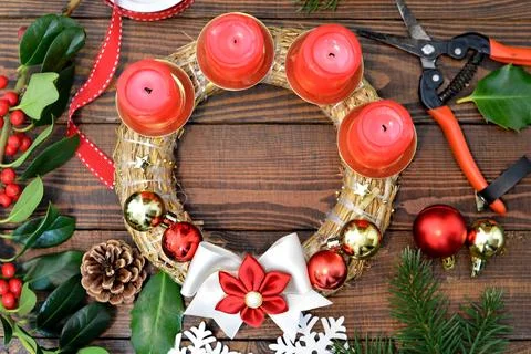 Decorating Advent wreath Stock Photos