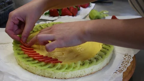 Decorating the cake. Stock Footage 327375390