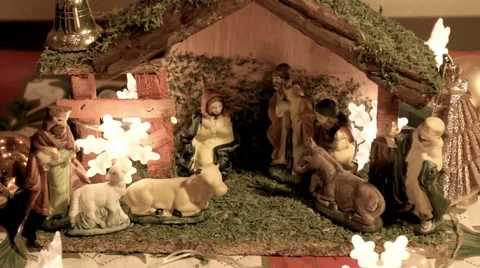 Decorating Christmas nativity scene Stock Footage 49940082