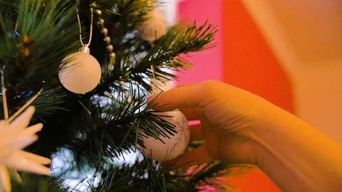 Decorating Christmas Tree 1 Stock Footage 100679576