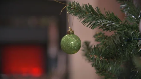 Decorating Christmas Tree Alone Close Shot Stock Footage 144751887