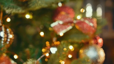 Decorating a Christmas Tree with Balls Stock Footage 82508482