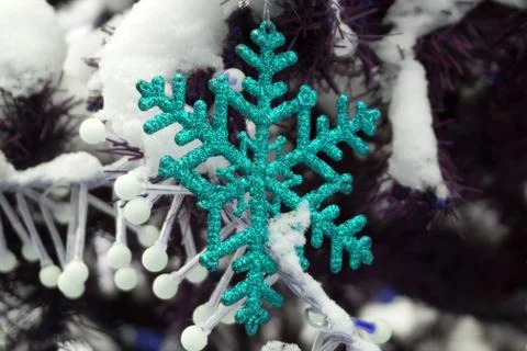 Decorating Christmas tree on bright background Stock Photos