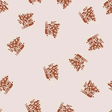 Decorating the christmas tree glyph seamless pattern Stock Illustration