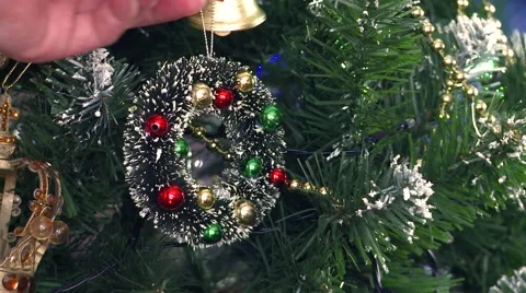 Decorating a christmas tree HD Stock Footage 56236696