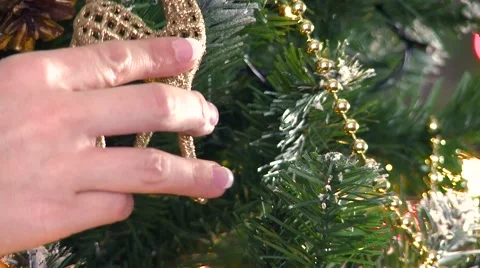 Decorating a christmas tree HD Stock Footage 56236706