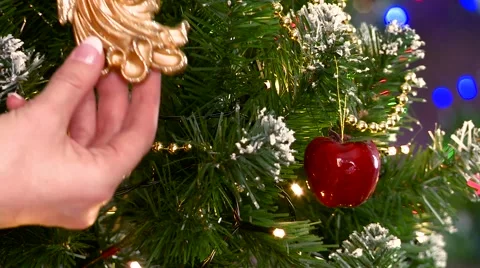 Decorating a christmas tree HD Stock Footage 56236726