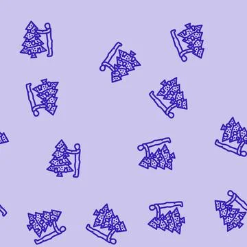 Decorating the christmas tree line vector seamless pattern イラスト素材