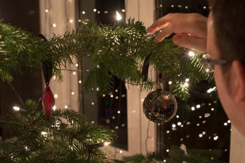 Decorating The Christmas Tree Stock Photos
