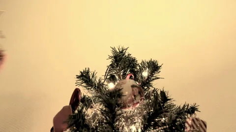 Decorating Christmas tree with a star Stock Footage 49939311