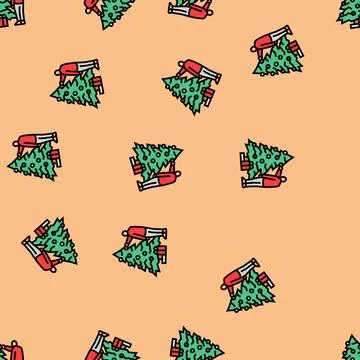 Decorating the christmas tree vector seamless pattern Stock Illustration