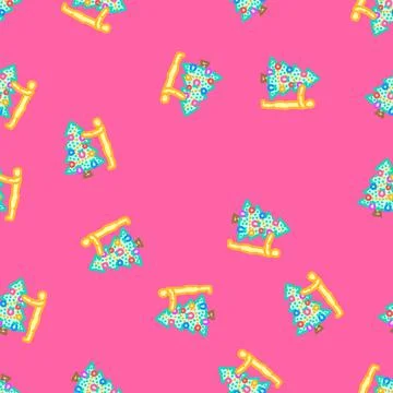 Decorating the christmas tree vector seamless pattern Illustrazione stock