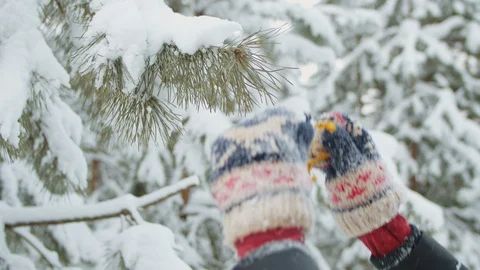 Decorating a christmas tree in winter forest 動画素材 117403264