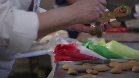 Decorating cookies at the bakery Stock Footage 72277421