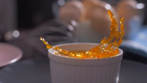 Decorating creme brulee with crispy caramel Stock Footage 106345710