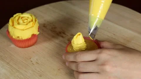 Decorating Cupcakes Stock Footage 22343177
